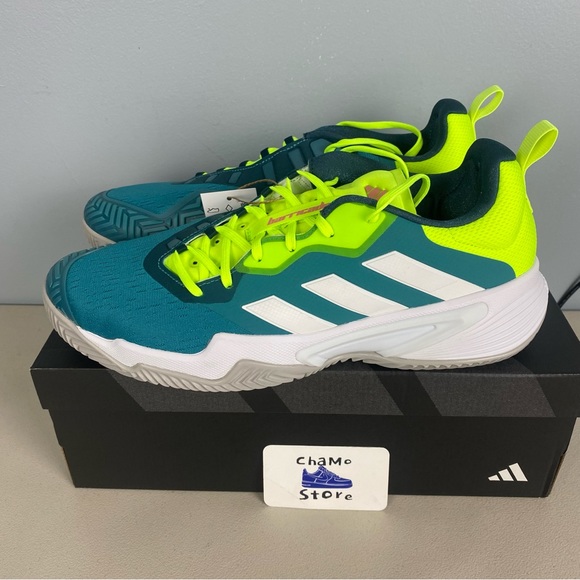 Adidas Barricade Clay Court Tennis Shoes Green White id1557 Men’s Sz 12 - Picture 3 of 9